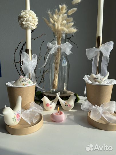 Свечи к 8 марта, керамические свечи птичка и шар