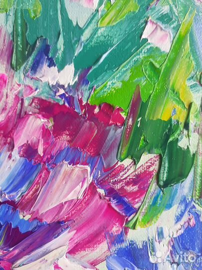 Яркая картина маслом Цветы пионы в наличии