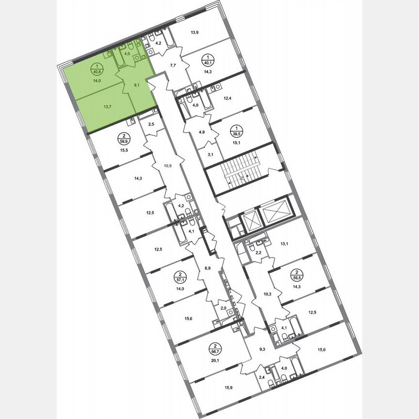 1-к. квартира, 40,8 м², 16/17 эт.