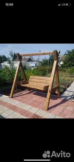Садовые качели деревянные