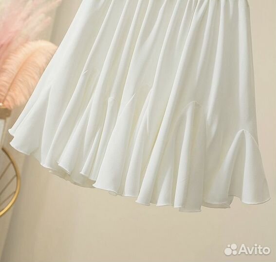 Юбка колокольчик летняя белая 44 размер
