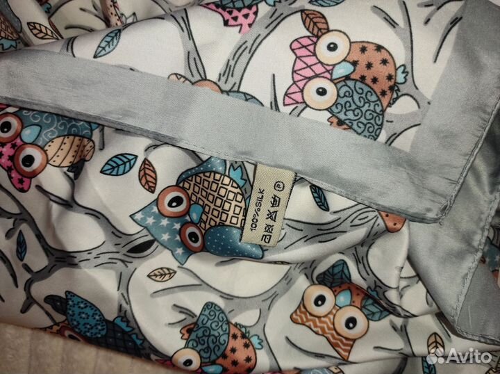 Платок с совами шёлк
