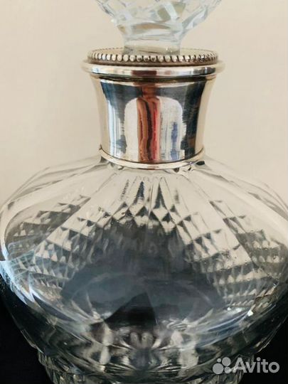 Графин старинный хрустальный с серебром