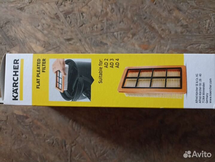 Фильтр плоский для пылесоса Karcher AD2, 3,4