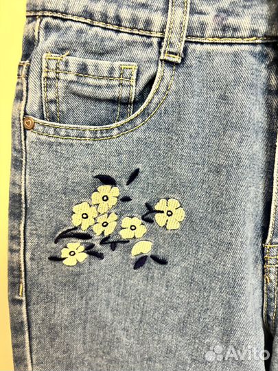 Джинсы зауженные для девочки 140
