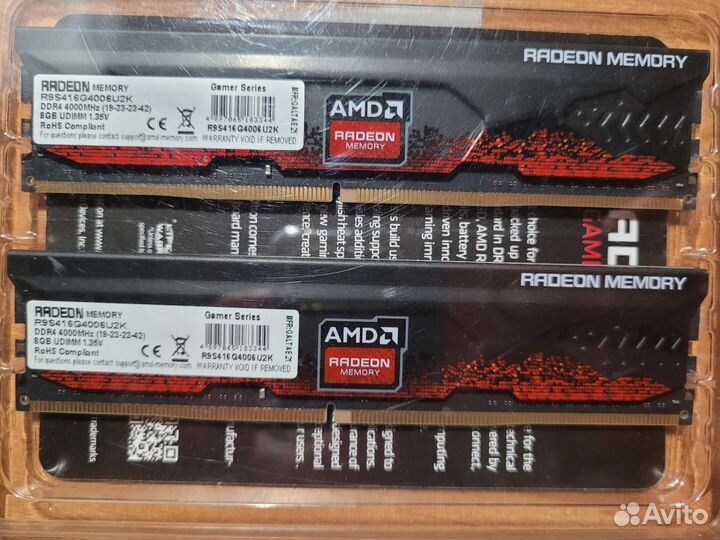 Оперативная память ddr4 AMD 2 шт по 8гб 4000мгц