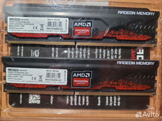 Оперативная память ddr4 AMD 2 шт по 8гб 4000мгц