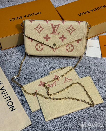 Клатч женский Louis Vuitton Felicie бежевый с рису