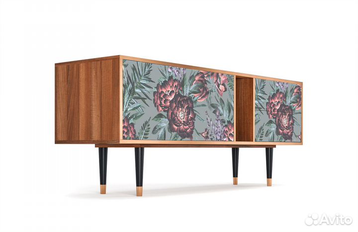 Тв-тумба T1 - Орех - Light Peonies