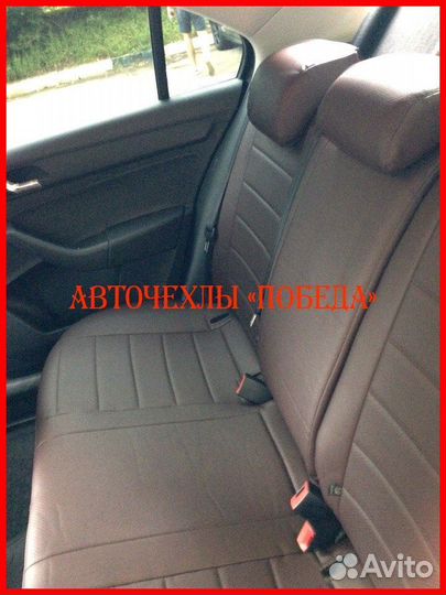 Чехлы Skoda Rapid 1 из экокожи шоколадные Классика