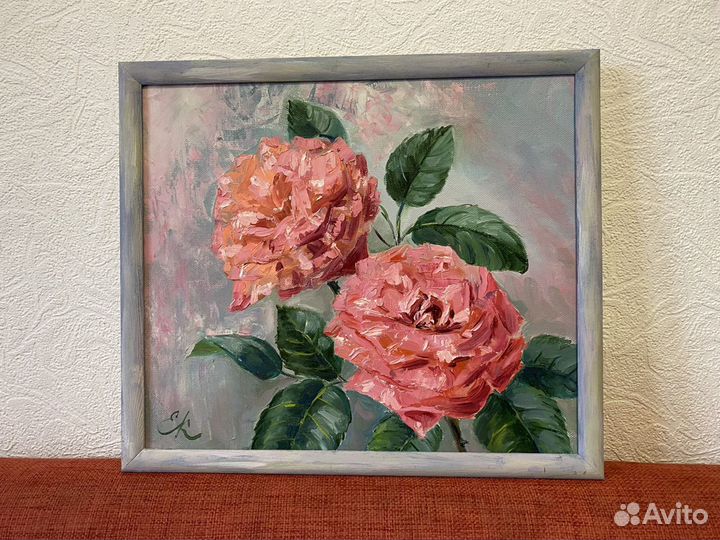 Картина маслом цветы розы