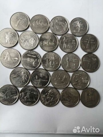 Монеты США 25 центов. 1 доллар