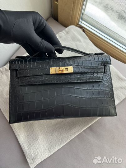 Сумка Hermes Mini kelly pochette croco black