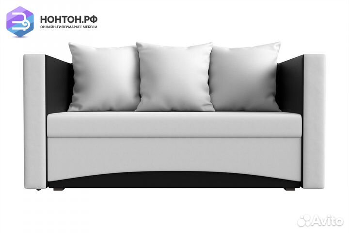 Кушетка выкатная Чарли экокожа белая / черная