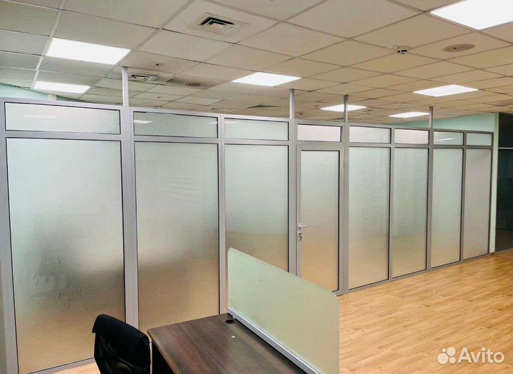 Офисные перегородки, пластик, алюминий, безрамные