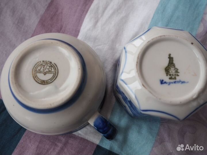 Кружки Гжель, ручная работа, 9 штук