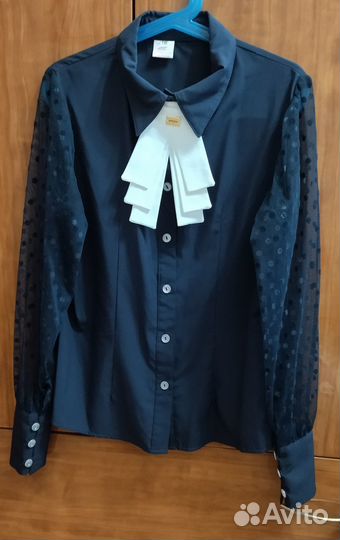 Тёмно-синяя блузка для девочки на рост 140-146