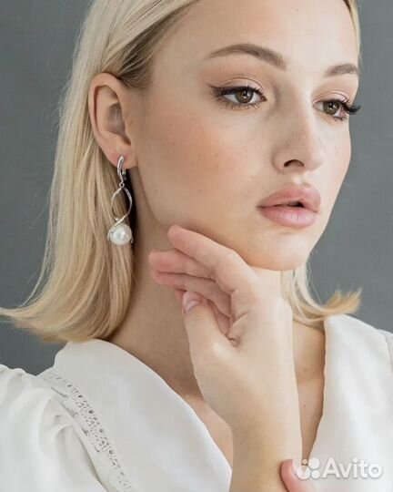 Серьги длинные жемчуг Майорка