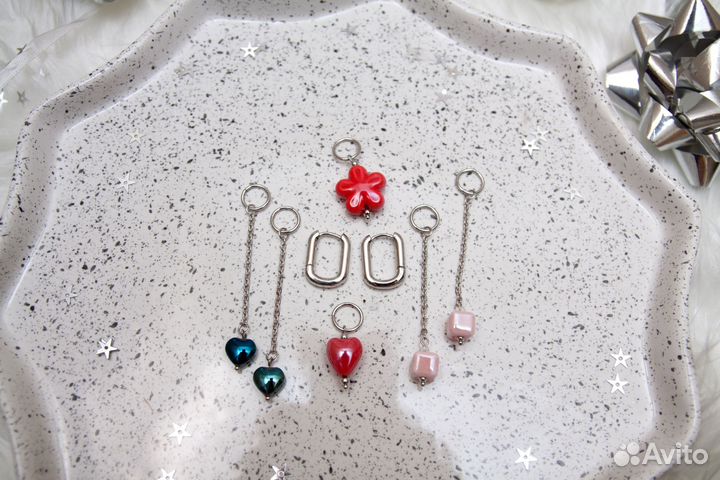 Серьги трансформеры Конго (родированные) набор