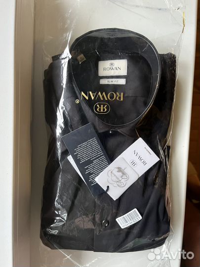 Рубашка черная мужская Rowan slim FIT