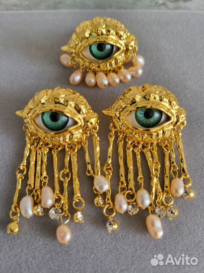 Серьги и Кольцо в стиле Elza Schiaparelli