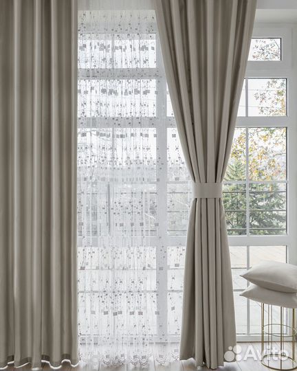 Шторы Адора сливочный новые на окна пошив