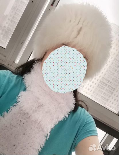 Шапочка из вязаной норки и шарфик