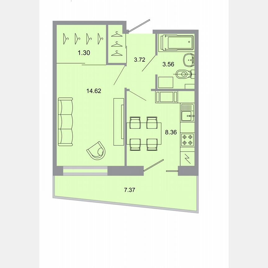 1-к. квартира, 32,8 м², 5/15 эт.