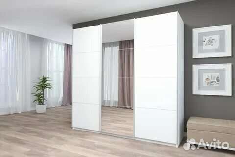 Шкаф Прайм 210*57*230 белый с 1 зеркалом