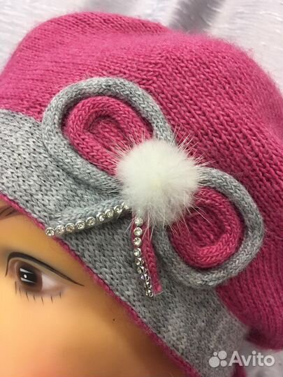 Стильный тёплый комплект -Берет с шарфом теплый