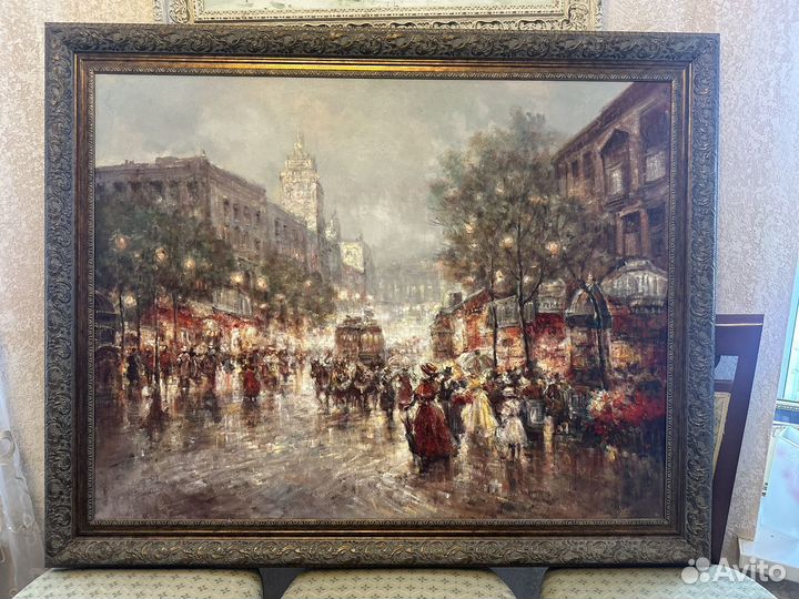 Картина маслом на холсте зимний пейзаж