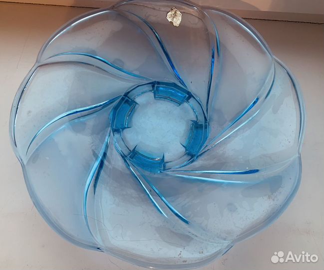 Ваза для фруктов 29,5*7, кобальт стекло Арт Деко