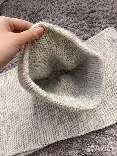 Комплект серая шапка и шарф хомут