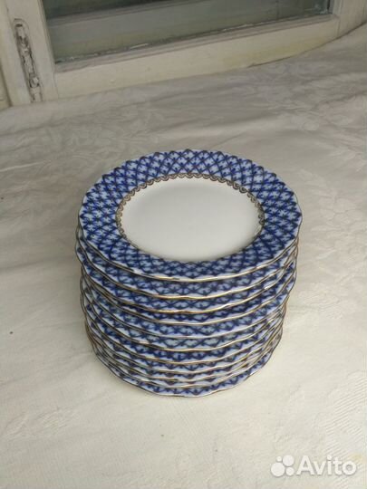 Сервиз.лфз.Кобальт сетка.Золотые Ромашки.Незабудки