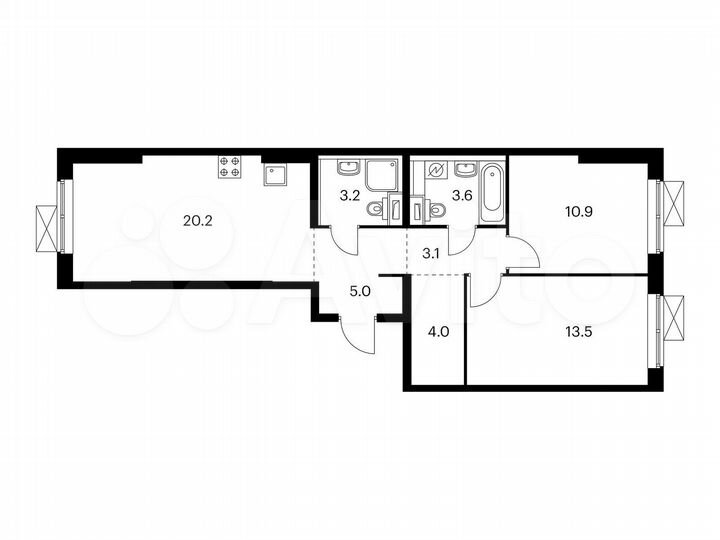 2-к. квартира, 63,5 м², 14/14 эт.