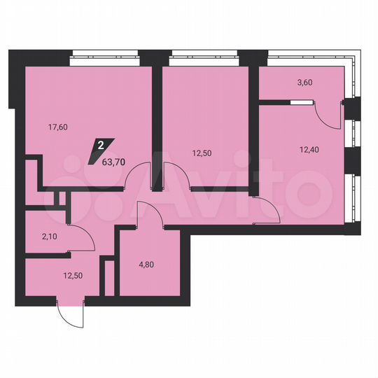 2-к. квартира, 63,7 м², 16/25 эт.