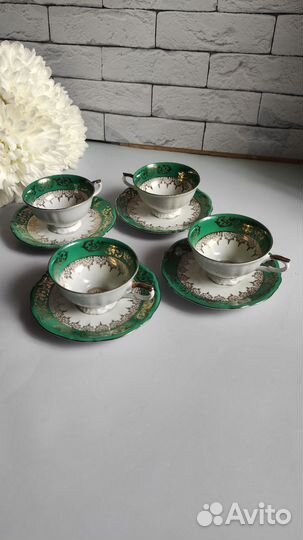 Набор из 4 кофейных пар антик фарфор Bavaria