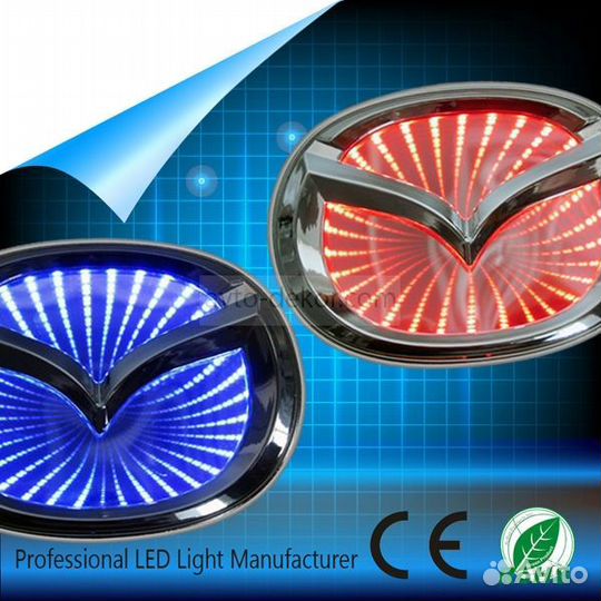 Светящиеся значки 3D mazda 6 10.9*8.6 красный