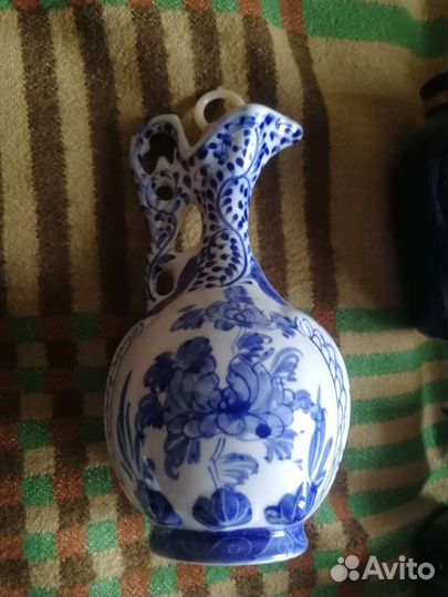Гжель СССР 1970. 2.сосуда.Кувшин:бутыль для вина
