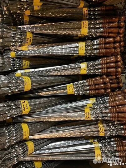 Шампур для люля кебаб 550х20х3 мм. дер. ручка