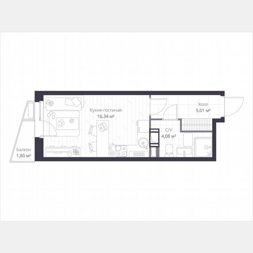 Квартира-студия, 26 м², 10/11 эт.