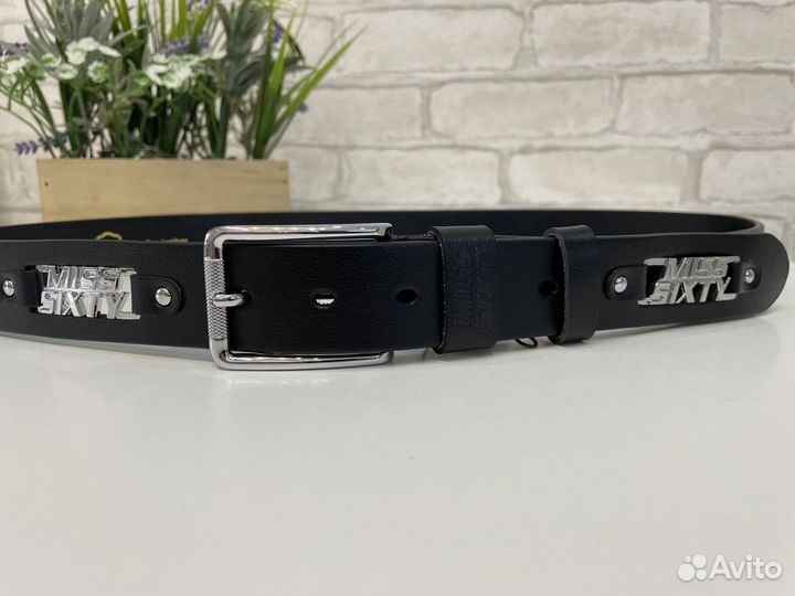 Ремень женский натуральная кожа черный