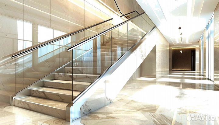 Перила для лестницы из стекла