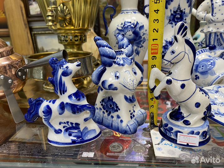 Гжель посуда фигурки штоф