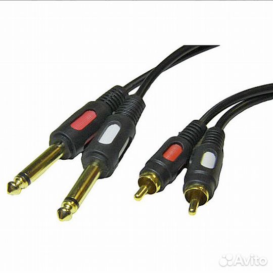 Шнур 2 х 6.3мм моно - 2 x RCA 1.5 метра