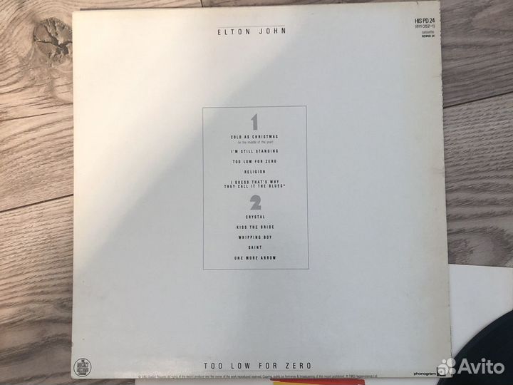 Elton John Too Low For Zero lp, UK