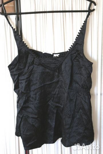 Топ на бретельках летний черный бельевой стиль