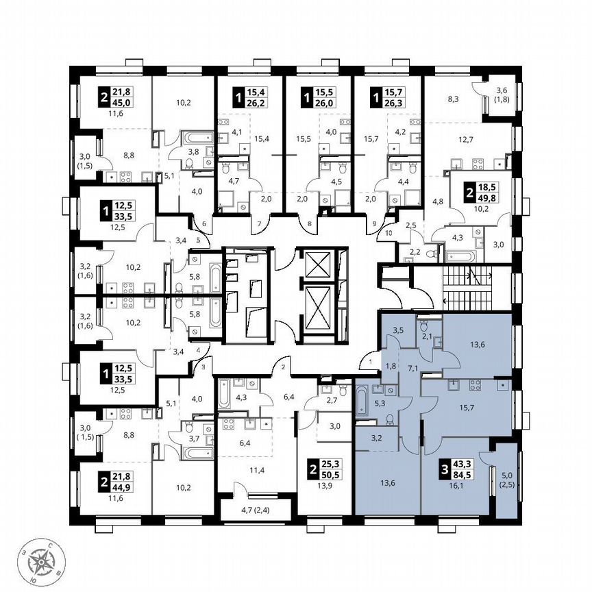 3-к. квартира, 84,5 м², 17/21 эт.