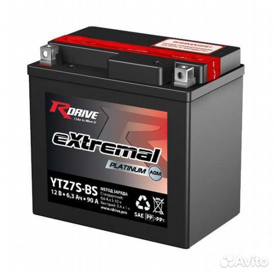 Мото аккумулятор rdrive eXtremal Platinum ytz7s-BS