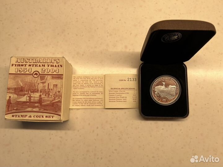 Серебряная монета, perth mint, жд Австралии